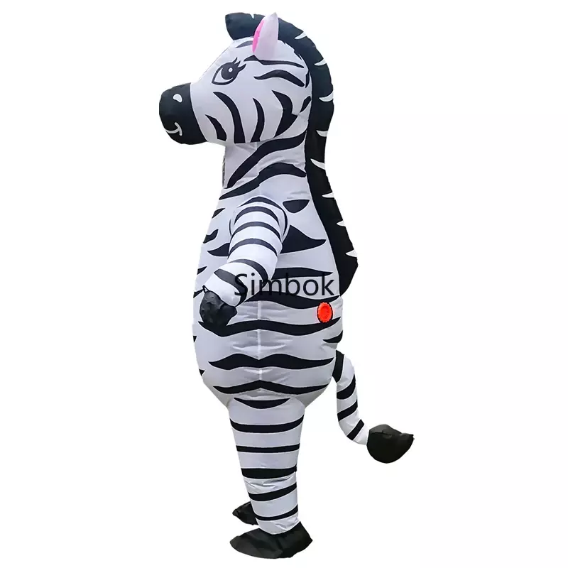 Traje zebra inflável para adulto, traje da mascote para halloween, animal de corpo inteiro, festa de carnaval, role play