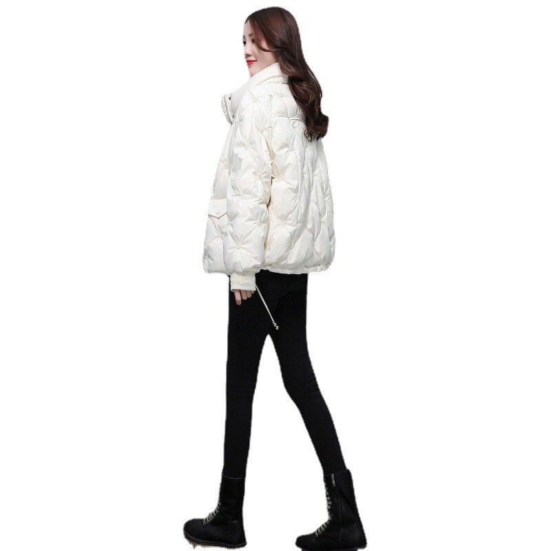 Jaket Musim Dingin Parka Pendek Mantel Wanita Mode Shorty Desain Bulu Angsa Putih Mantel Indera Jaket Hangat Mantel Pakaian Salju