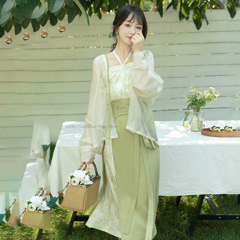 Gaun Hanfu ditingkatkan gaya Tiongkok, Kostum Lagu dinasti baru, baju Kimono Hanfu Vintage kasual harian untuk wanita