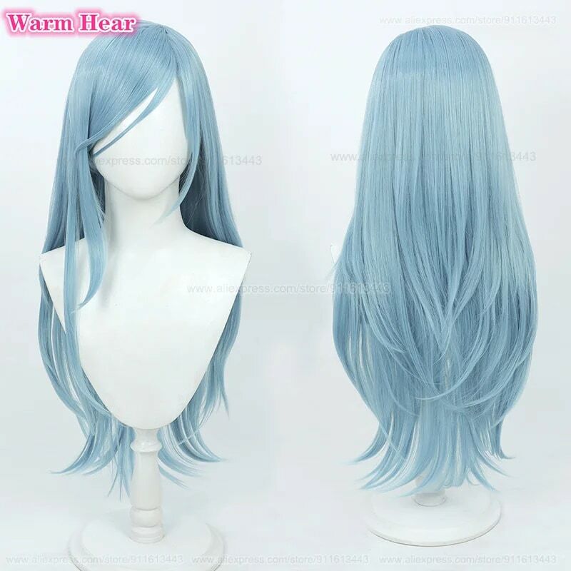 In magazzino Hinomori Shizuku parrucca Anime lungo 80cm blu mare Cosplay parrucca Anime capelli resistenti al calore Halloween Party donna parrucche + parrucca Cap