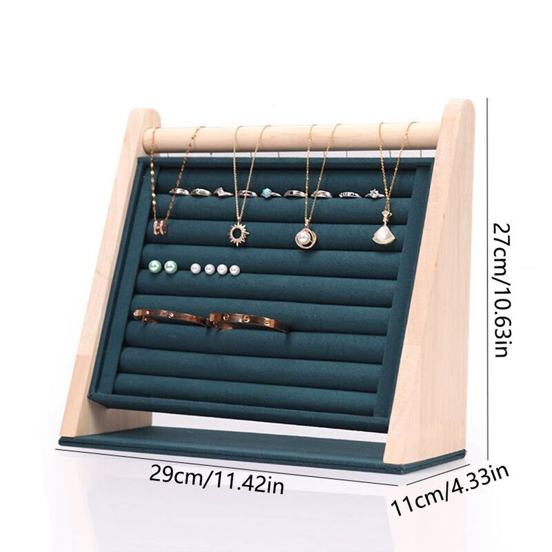 Anel de madeira durável Display Stand Organizador de jóias artesanais Suporte de várias camadas Cremalheira de armazenamento de pulseira de grande capacidade
