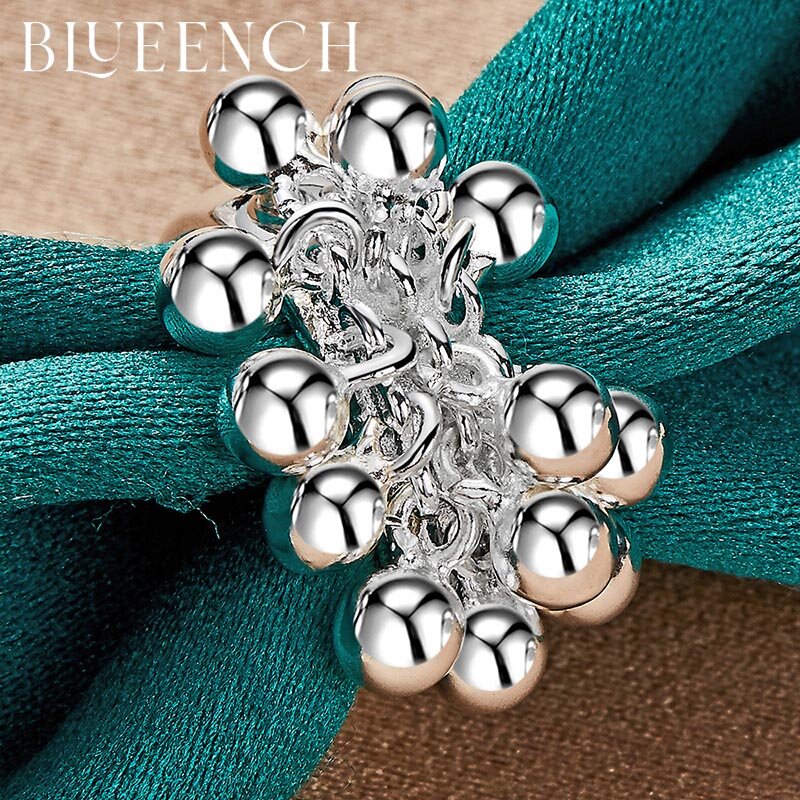 Blueench 925 Sterling Silber Ball Bead Mushroom Ring für frauen Party Hochzeit Mode Glamour Schmuck