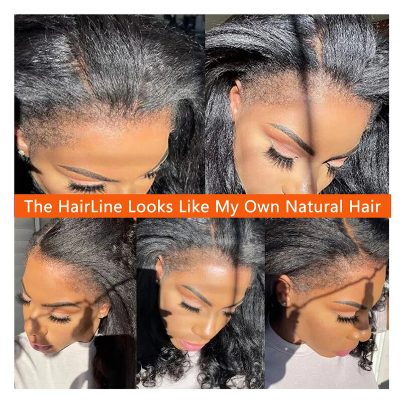 باروكة شعر بشري غريب مستقيم للنساء ، باروكات بدانتيل أمامي شفاف ، ياكي ، 30 بوصة ، 32 بوصة ، 13 × 6 ،