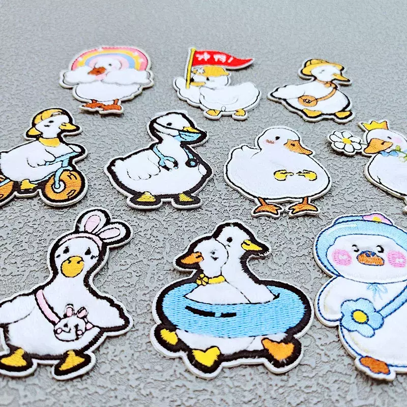 Hot Cartoon Embroidery Patches DIY Cole Duck Duckling Cloth Sticker Self-adhesive Badge Kids Clothes Bag Hat Fabric Accessories