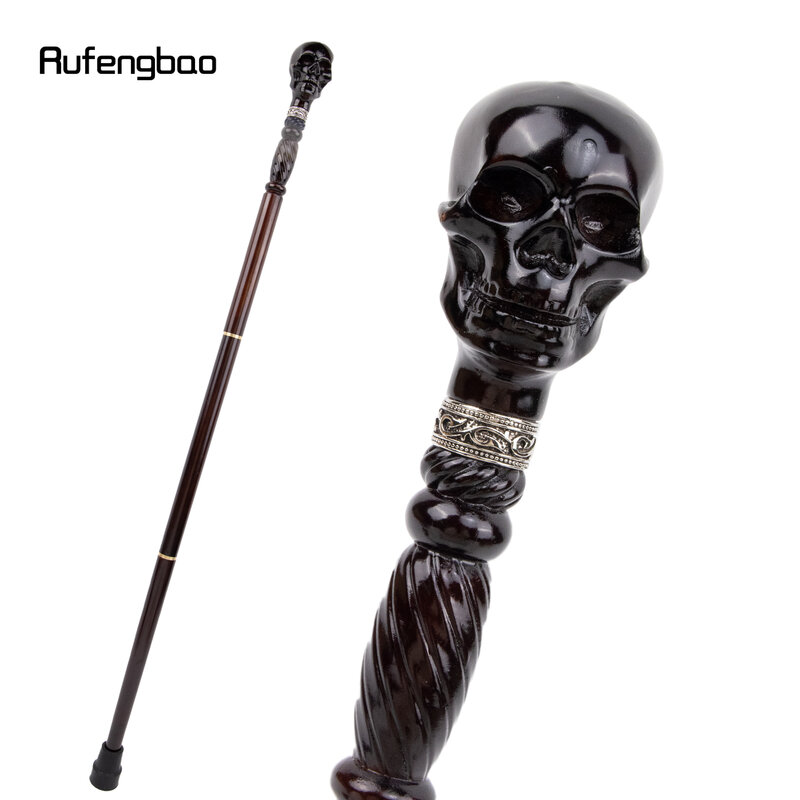 クリエイティブな黒の木製ウォーキングスティック,悪魔の頭蓋骨,ファッショナブルなウォーキングスティック,装飾的な杖,ハロウィーン,93cm