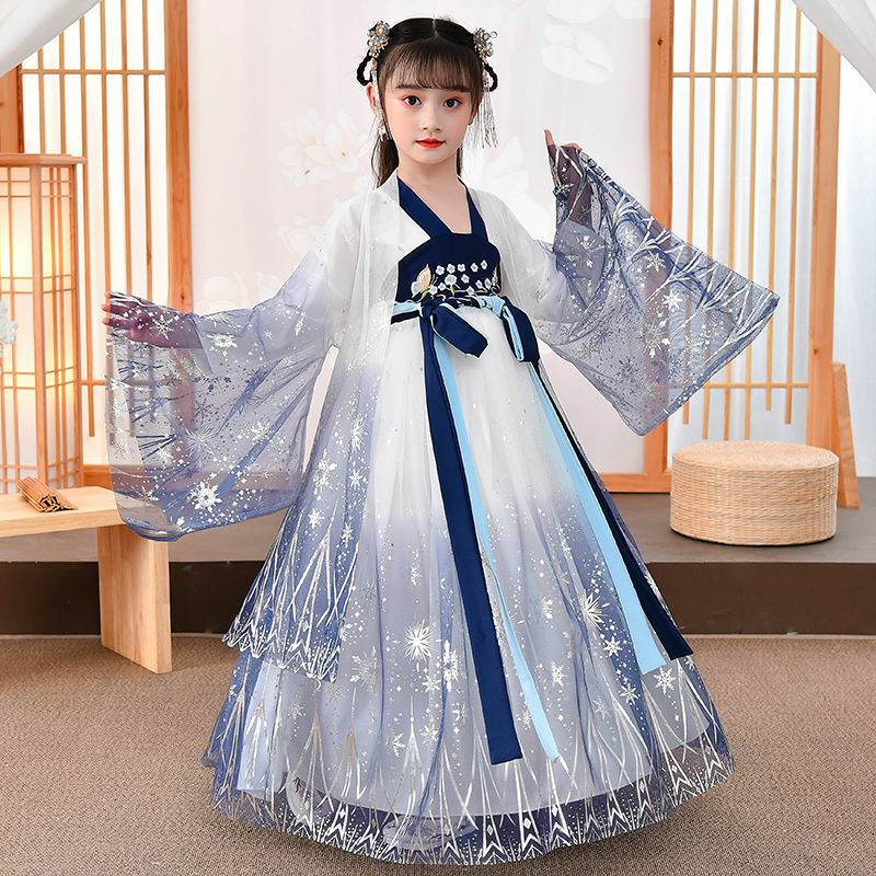 Vestido de princesa estilo Han para niña, elegante vestido de estilo chino para actuación en primavera y otoño