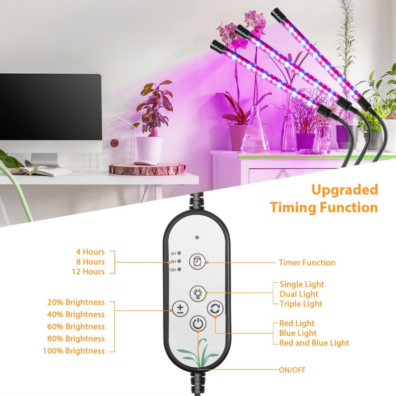 Светодиодная фитолампа VnnZzo с USB светильник, лампа полного спектра для выращивания растений, растений, саженцев, цветов, домашний тент