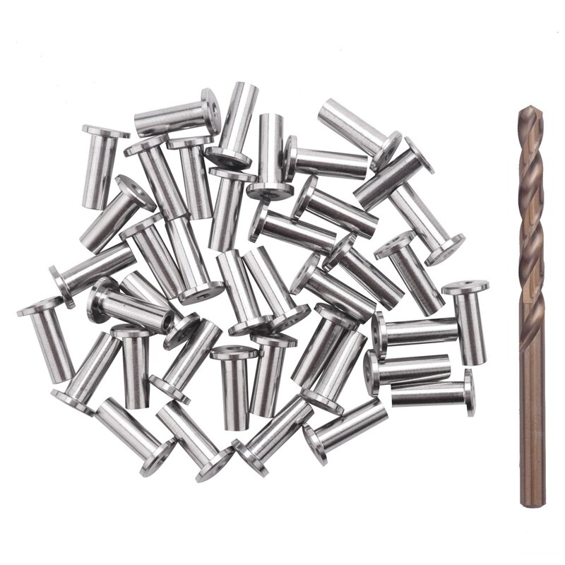 40 Pack T316 Stainless Steel Protector Sleeves For 1/8 Inch Wire Rope Cable Railing DIY Balustrade With 1Pc Drill Bit