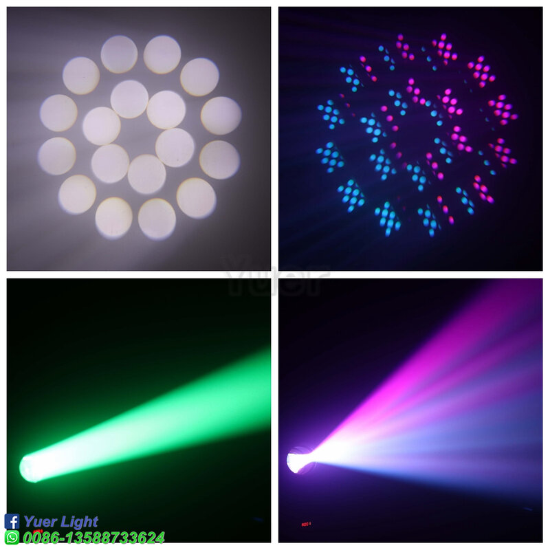 Moving Head LED Light, feixe, local, prismas rotativas, DJ, DMX Stage, Party Effect, Disco, DJ, Bar, 2pcs, 200W, 6 + 12