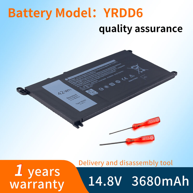 BVBH YRDD6 akumulator do laptopa akumulatory litowo-jonowe 11.4V 42Wh dla D-ell i-nspiron5480 5482 5485 5584 5488 B07DFK12MV FW8KR RRJDX