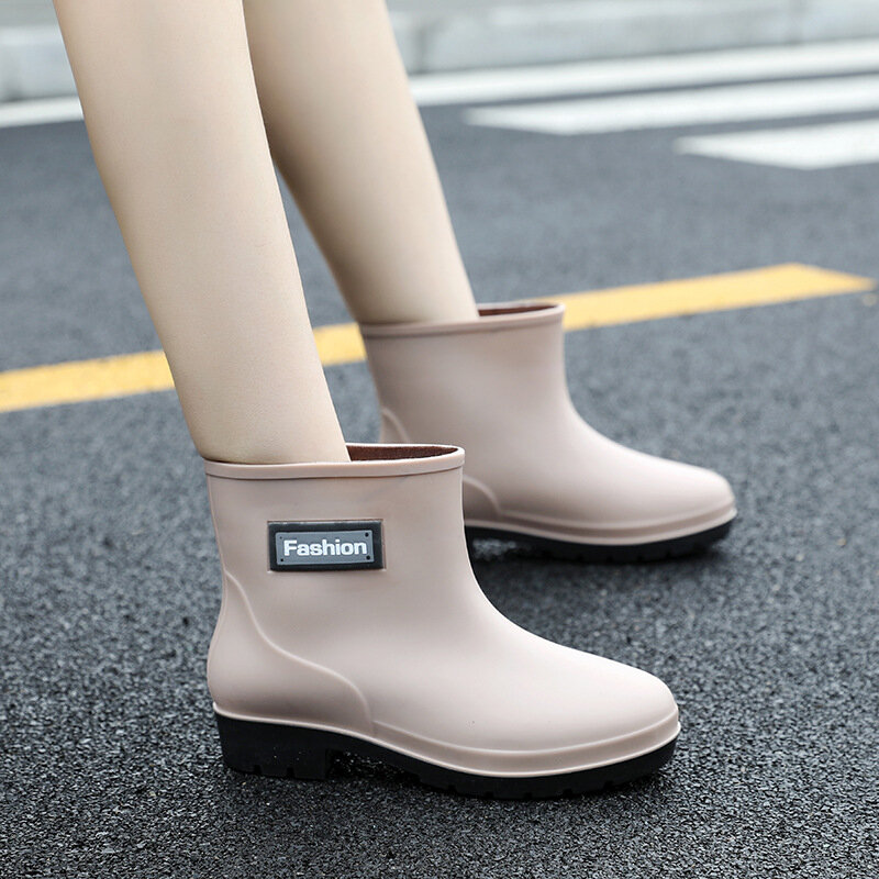 Botas de lluvia impermeables para mujer, zapatos de goma, informales, con plataforma, de PVC, a la moda, para exteriores