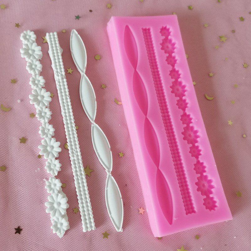 Long Braided Rope Shape Silicone Mold 3D Cake Border Decoration Pastry Candy Chocolate Fudge Mold Molding Kitchen Baking Tools