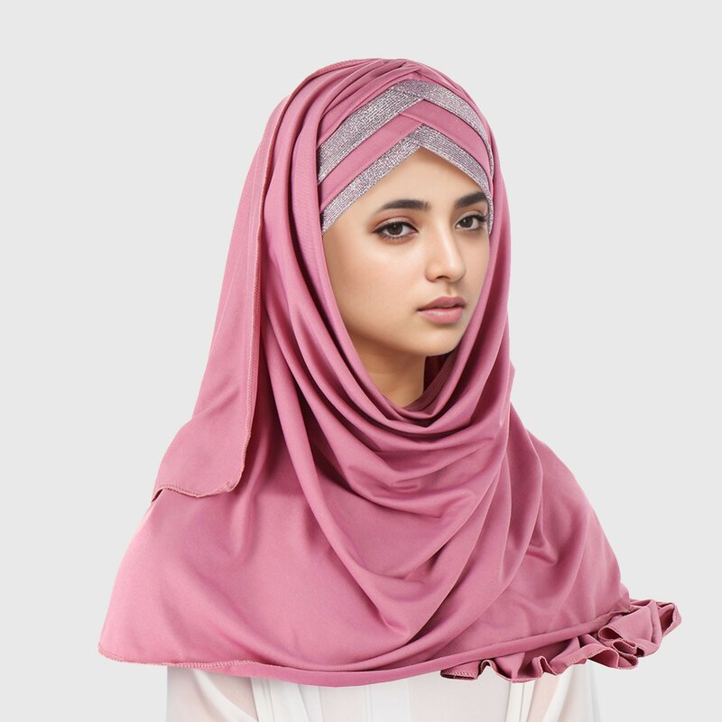 Jilbab jilbab padat Abaya jilbab untuk wanita Abaya Jersey jilbab gaun Muslim Turban wanita bungkus kepala instan