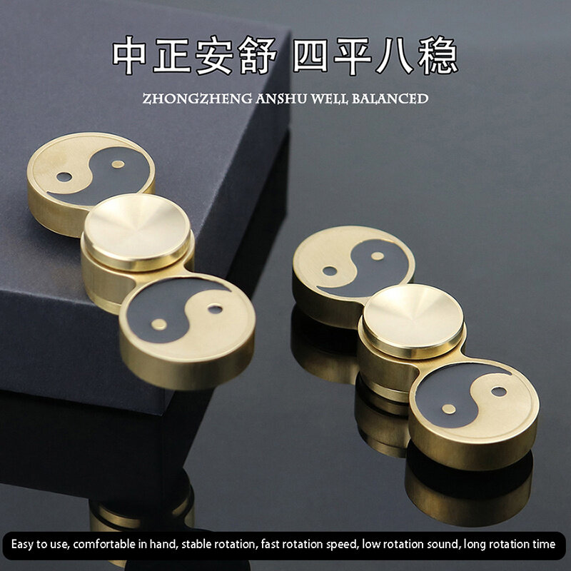Chiński styl czystej miedzi Metal mosiądz Fidget Spinner Tai Chi Bagua żyroskop na palec dekompresji zabawka antystresowa Fidget Spinner
