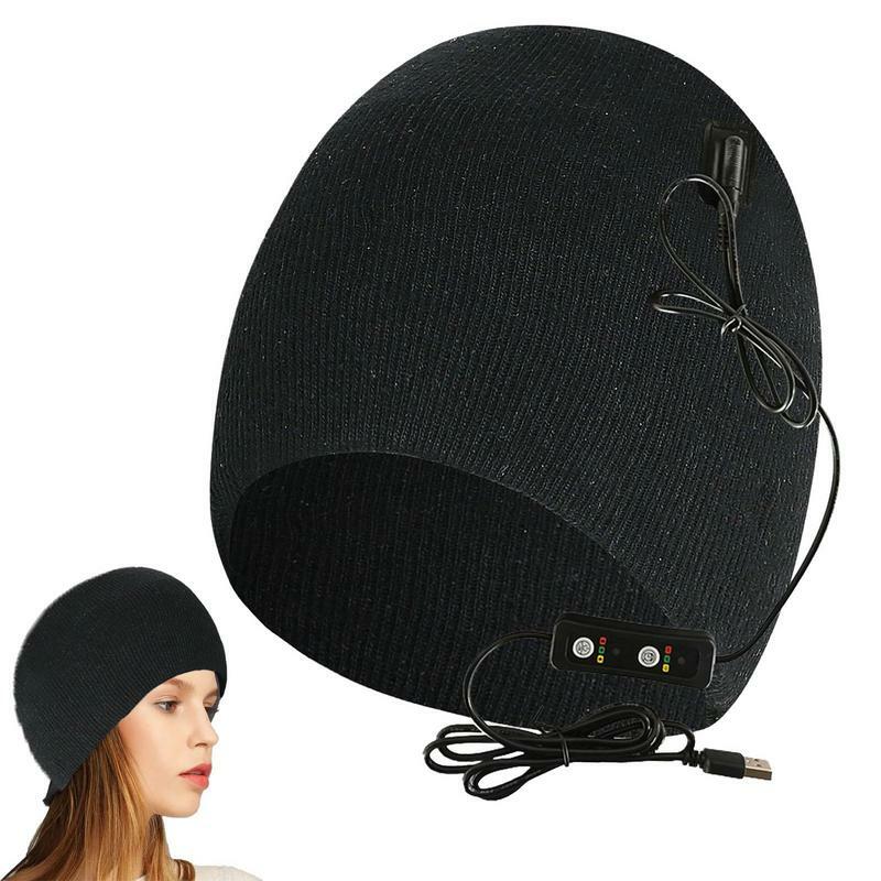 Heated Hat Electric Warm Rechargeable Winter Heat Beanie USB Charging Heated Hat For Men Women Unisex For Outdoor Sports Skiing