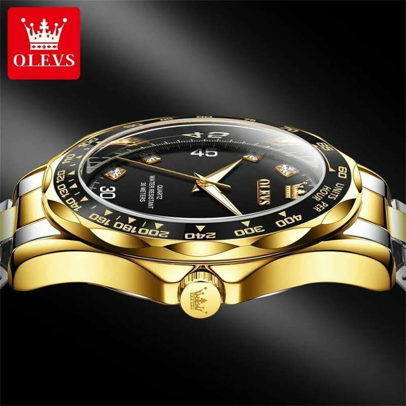 OLEVS-Relógio Quartzo Masculino com Calendário, Aço Inoxidável, Impermeável, Luminoso, Nova Moda, 2022, Brand