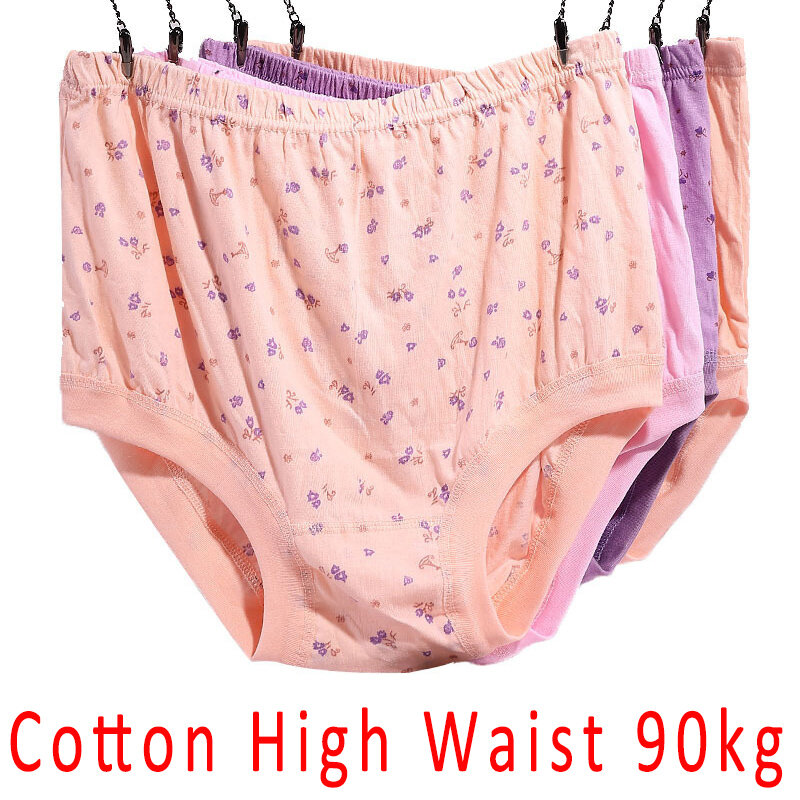 Ropa interior de algodón para mujer de mediana edad, bragas de cintura alta, lencería de primavera, talla grande