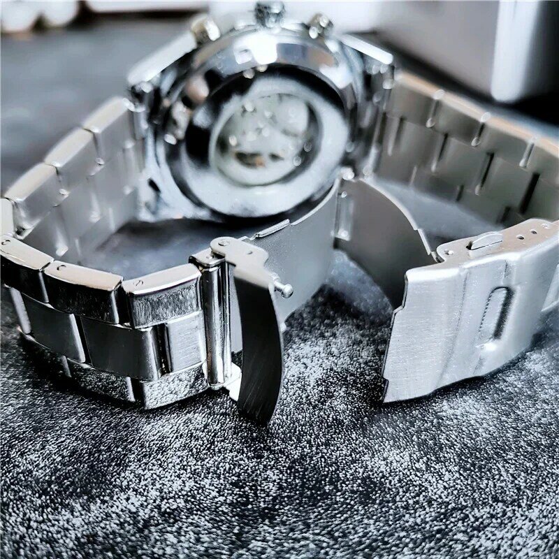 AOKULASIC-reloj mecánico de acero inoxidable para hombre, pulsera automática de negocios, con calendario