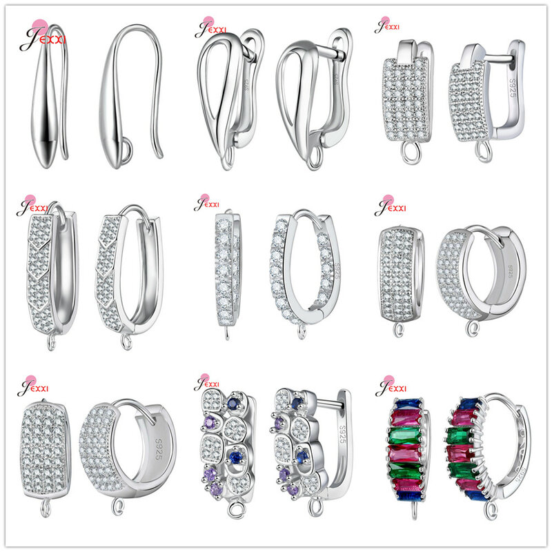 Модные женские серебряные серьги-Крючки для самостоятельного изготовления ювелирных изделий, застежки для сережек с фианитом, аксессуары
