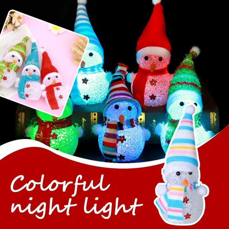 Lampu Led acak ornamen manusia salju liontin Natal lampu malam kristal Natal barang Selamat hadiah lampu Natal Noel X8D5