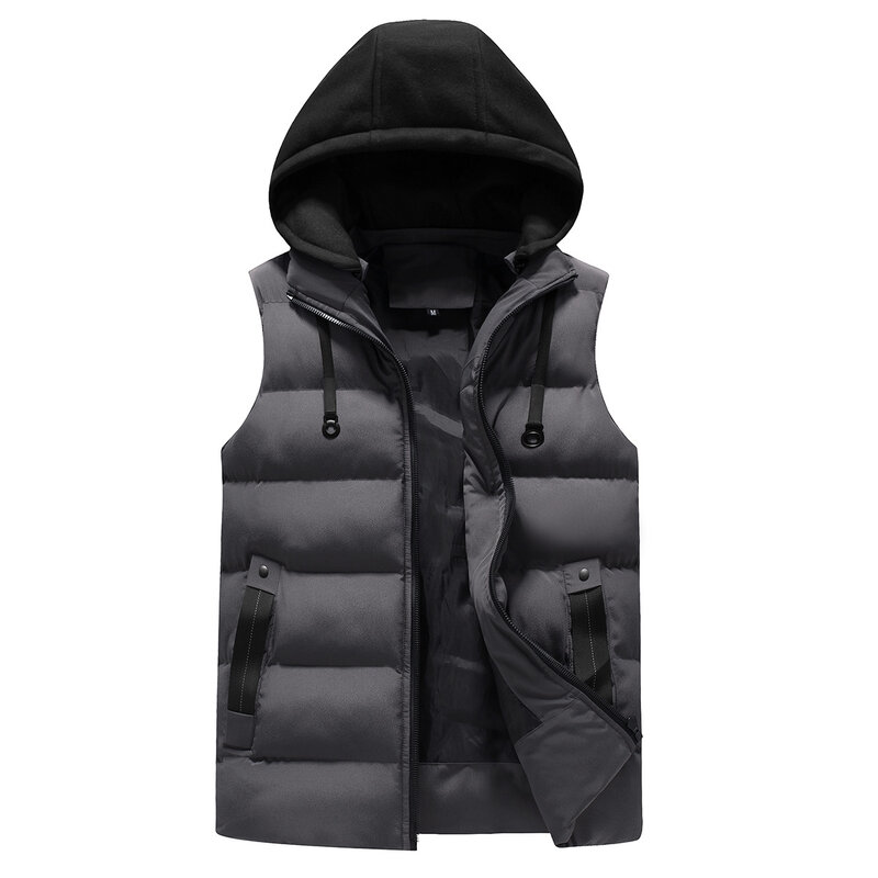 남성용 방수 따뜻한 민소매 재킷, 후드 캐주얼 조끼, 두꺼운 조끼, 겨울 패션
