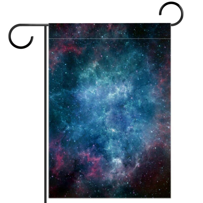 Starry Sky Garden Flag Shiny Mystery Nebula Yard Flag Universe Outer Space Double Sided Outdoor Lawn House Balcony Decor Flags