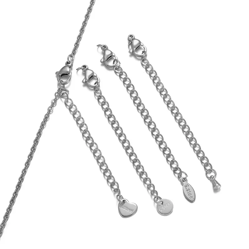 Cierres de langosta de acero inoxidable, 10 piezas, 5cm de extensión, cadenas de cola extendida para fabricación de joyas DIY, pulsera, collares, conectores