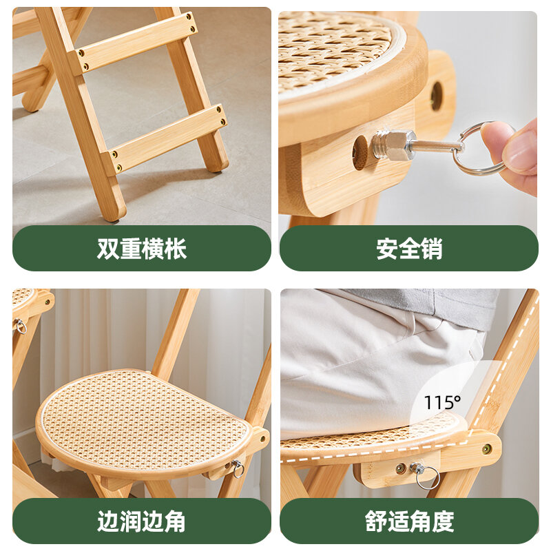 Taburete de Bar plegable para el hogar, silla de Bar de madera maciza, taburete alto minimalista moderno, silla de respaldo de ratán japonés para restaurante