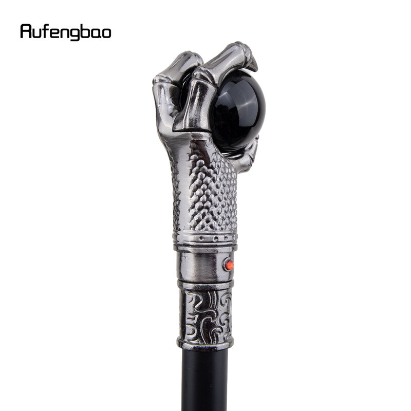 銀のドラゴングリップ爪、ウォーキング杖ファッション装飾ウォーキングスティック、シックなコスプレクロエ、黒のガラスボール、93cm