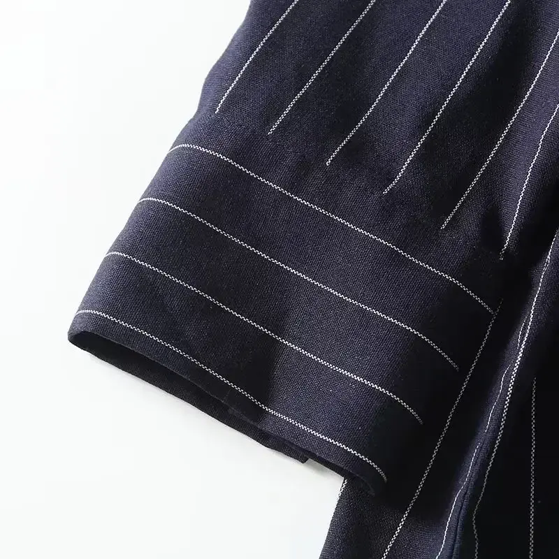 Blusa feminina requintada de riscas de manga comprida, blusas retrô confortáveis, tops chiques, nova moda, 2023