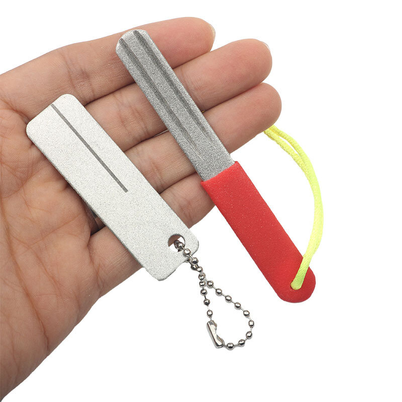Affilacoltelli per amo da pesca coltello diamantato portatile Mini EDC Pocket Fish Hook strumento per affilare per accessorio da esterno per escursioni in campeggio