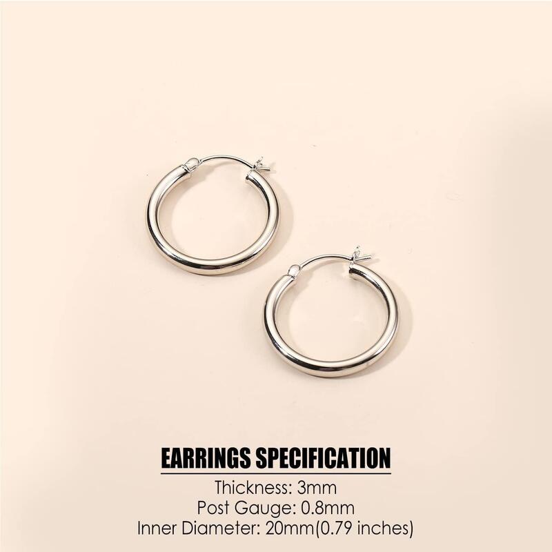 Fansilver S925 orecchini a cerchio in argento Sterling orecchini a cerchio placcati oro 14K orecchini leggeri ipoallergenici per donne ragazze