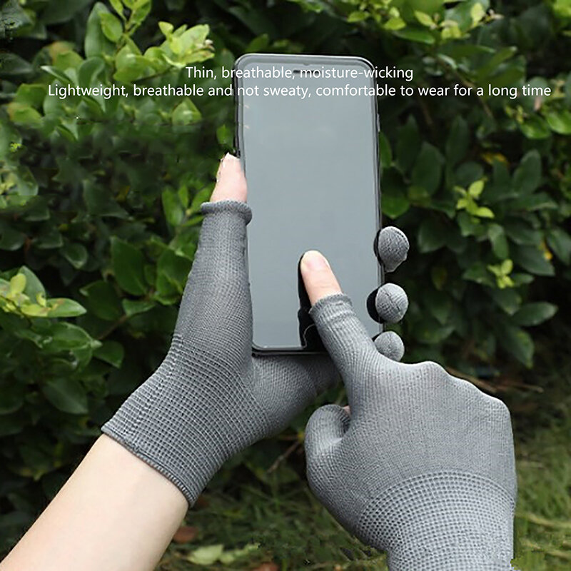 Spring Summer Gloves Magic Two-Finger Touch Screen Gloves Smartphone Texting Stretch Adult One Size Sun Protection Driving Glove