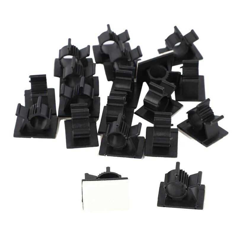 Abrazaderas de plástico ajustables para cables de coche, Clips autoadhesivos, organizador de cables, color negro, 40 piezas