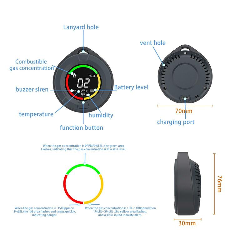 Carbon Monoxide Alarm Portable Coal Gas Detection Monitor Combustible Gas Detector Gas Tester for Travel Indoor Kitchen Car Home