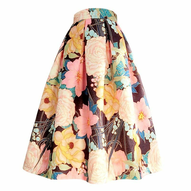 Женская юбка с вышивкой высокого качества, новая осенняя юбка с высокой талией и зонтиком, трапециевидная юбка, Женские винтажные юбки, стиль Q522