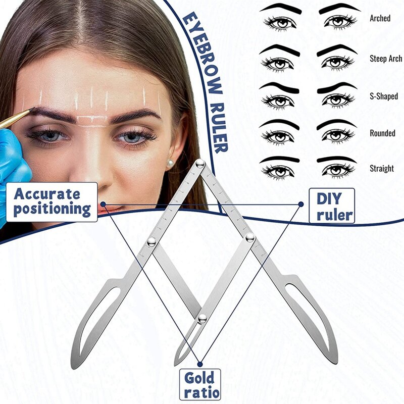 3 Pieces 3-Point Positioning Ruler Eyebrow Golden Proportion Thrush Ruler Permanent Eyebrow Measuring Tool DIY
