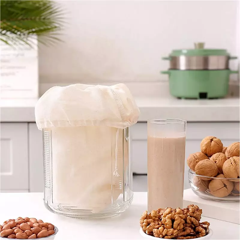 Tas Katun Tipis Kain Keju Dapat Digunakan Kembali untuk Tas Susu Kacang Tegang Tas Minuman Dingin Tas Penyaring Kopi Yogurt Teh