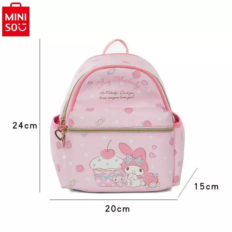 MINISO Hello Kitty-mochila versátil de PU de alta calidad para mujer, mochila de almacenamiento de gran capacidad dulce y fresca