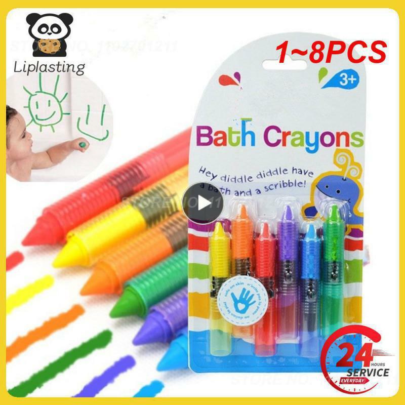 Conjunto de lápis lavável para bebês, Brinquedos educativos para crianças, Segurança do banho, Jogo divertido para crianças, 1 a 8pcs