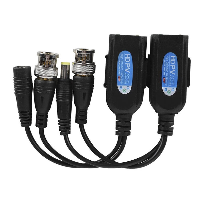 Adaptor Video CCTV pasif, 2 buah adaptor BNC ke RJ45 dengan kamera keamanan pengawasan Full HD 1080P-5MP kabel Ethernet