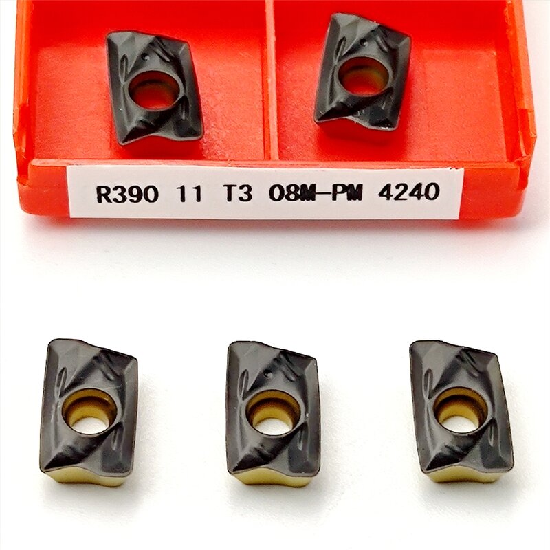 Fraise CNC de haute qualité, outils de tour R390 11T308 PM4240 Inserts en alliage de carbure d'origine pour l'acier 10 pièces