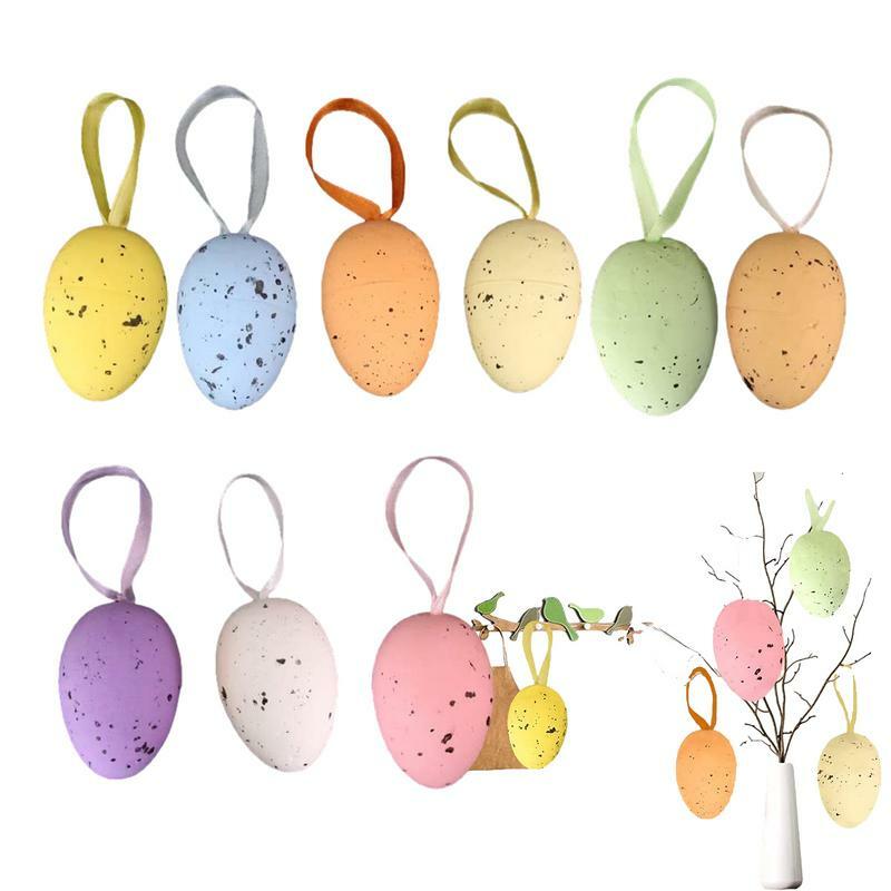 Ovos de páscoa pendurados coloridos, ornamento de páscoa, decoração do partido para casa, presente para crianças, 9pcs, 2024
