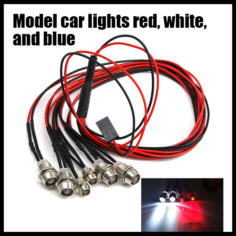 Luces de modelo de coche: 2 luces, 4 luces, 6 luces, 8 luces rojas y blancas, 3/5mm, taza Led, punto de luz Rc, luz blanca