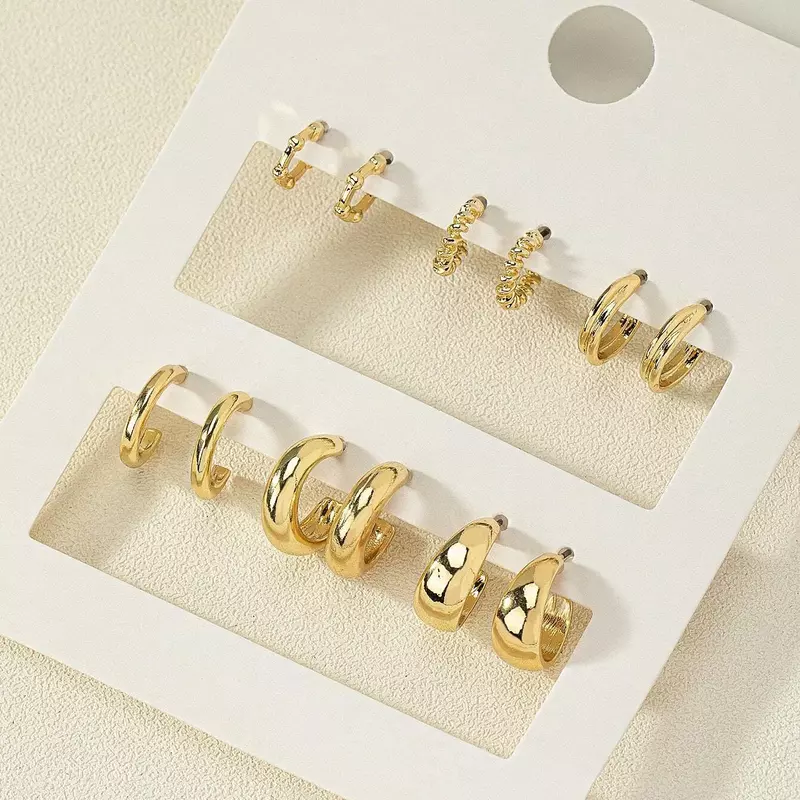 6 orecchini a cerchio Huggie minimalisti in acciaio inossidabile pz/set per le donne semplici orecchini a cerchio in metallo piccoli gioielli Punk Unisex Rock
