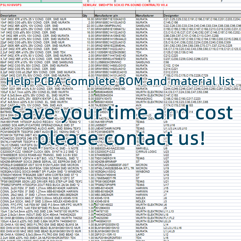 Lista completa BOM e material PCBA, Ajuda LM2733XMFX, 10PCs por lote