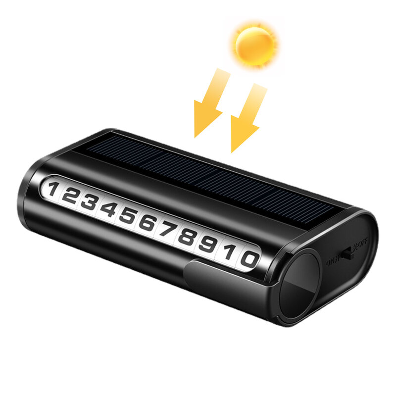 Tabliczka z numerem parkowania świecące Auto karta parkingowa ładowanie słoneczne tymczasowe wizytówka z numerem telefonu zatrzymania dla ozdobny element akcesoriów samochodu