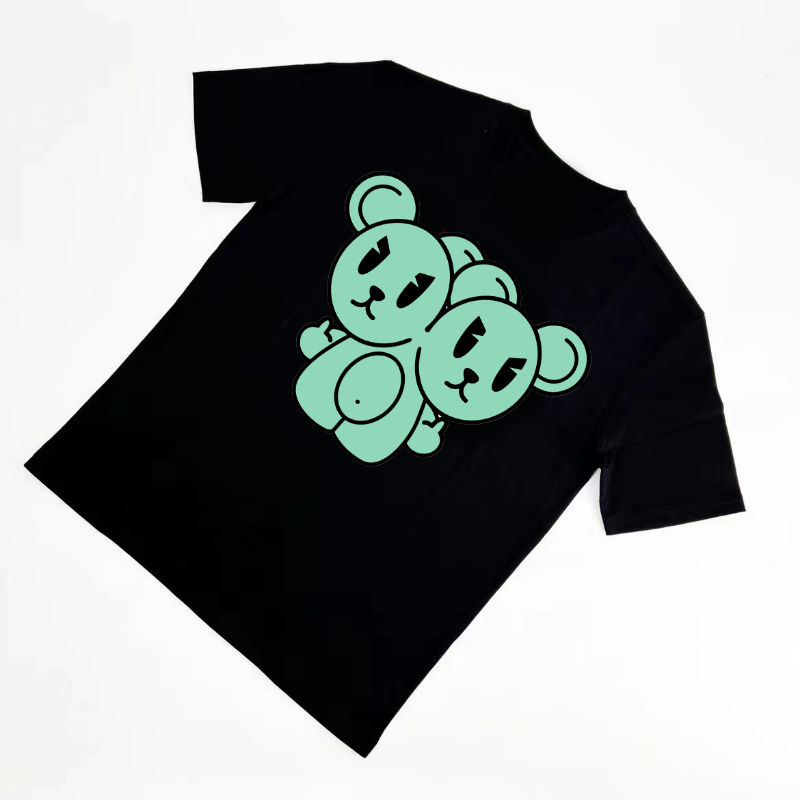 Y2K American Fashion Cute Bear Print Oversized Loose T-shirt Short-Sleeved Kawaii Goth Casual All-match Street Thirt Shirt Femme