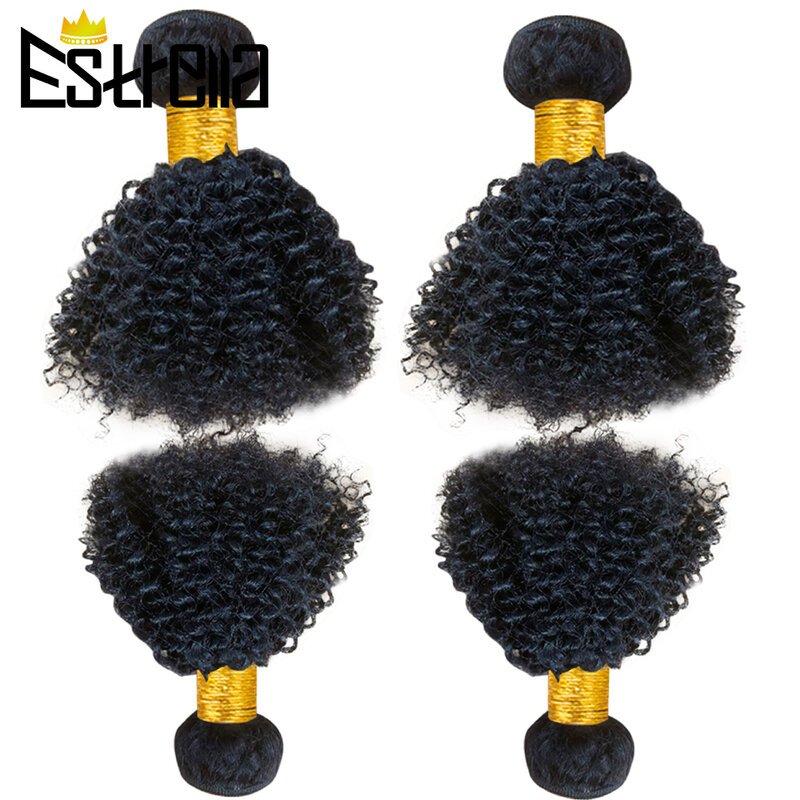 Bundel rambut pendek keriting Afro Kinky penawaran rambut manusia wig rambut keriting Remy Brasil untuk wanita ekstensi rambut manusia warna alami