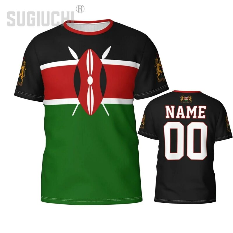 Camisetas con emblema de bandera de Kenia para hombres y mujeres, ropa personalizada con número de nombre, camisetas 3D, camiseta de fútbol, regalo para fanáticos